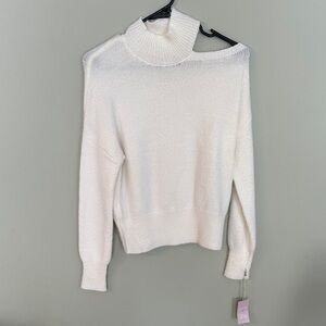 Jessica Simpson Asymmetric Mock Neck Ivory Sweater